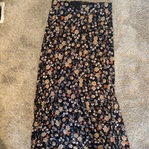 Halogen Black Maxi Skirt with Floral Print